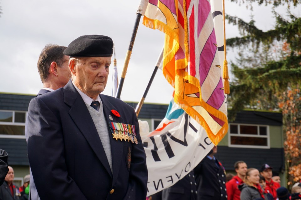 Despite some rain, Squamish’s Remembrance Day ceremony drew several hundred attendees.                               