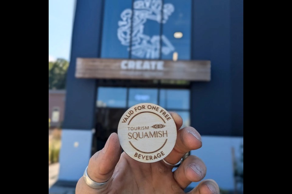 The 'free drink' token given to participants is locally made by Create Makerspace.