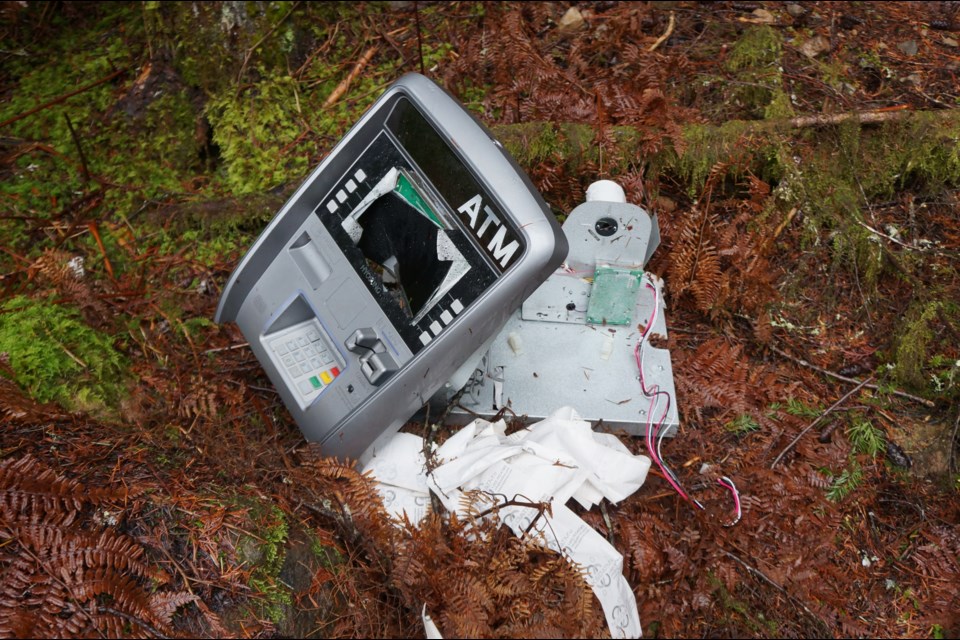 The smashed ATM dumped at Cat Lake, near the upper parking lot. Seen here on Dec. 30.  