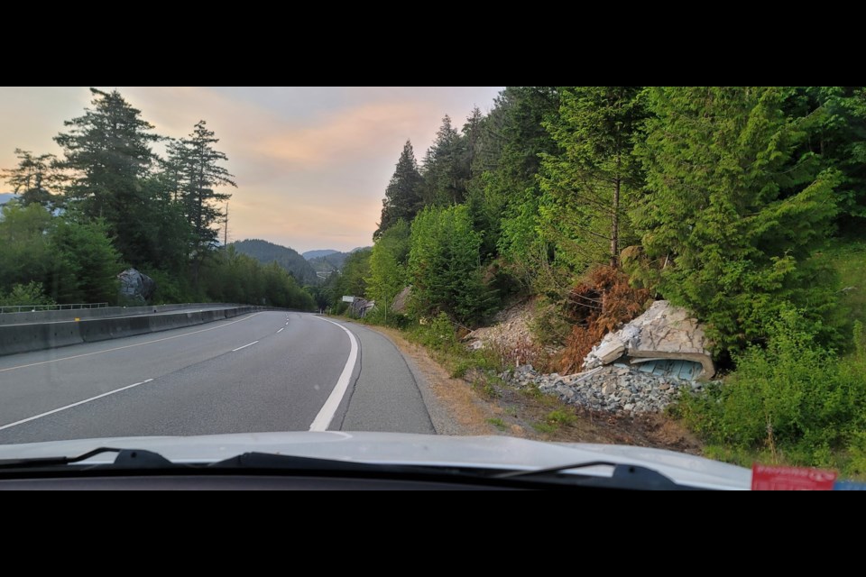 The rock sign was a pile of rubble after being hit by a vehicle a few weeks ago. The debris has since been removed. 