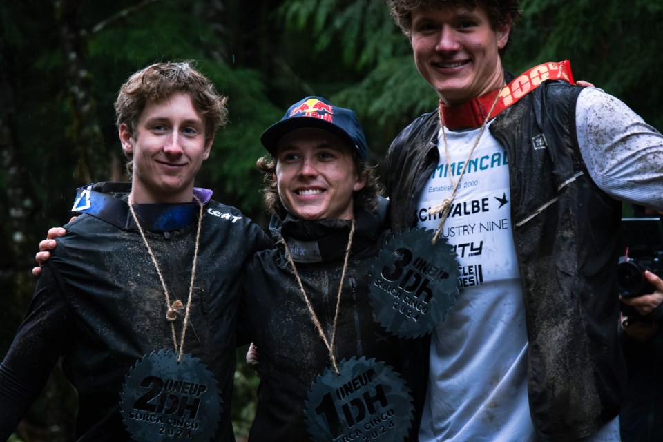 Jackson Goldstone (middle) had the fastest time of the event. Pictured with Dane Jewett (left) and Alden Pate.