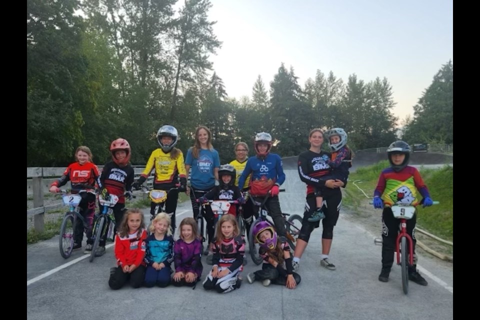 The younger generation of ߣBMX Racing Club riders had a ‘wheelie’ good time in a girls-only coaching session with Olympian Drew Mechielsen (blue shirt) on Aug. 7.