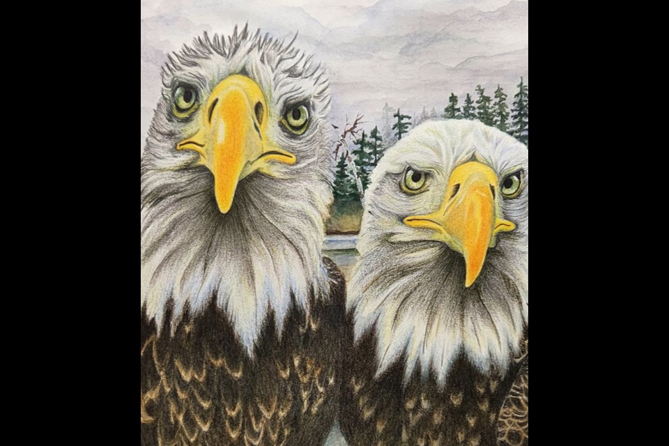 Lorraine Berube's painting Hi, I'm Randolf & Hi, I'm Statler is available for sale at Art in the Open on June 8.