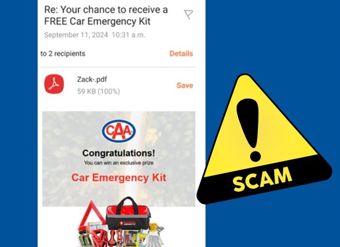 If you get an email for a free car kit - it's a scam says AMA - Jasper ...