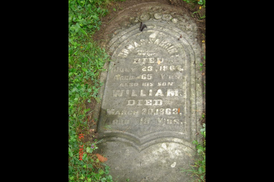 Tombstone for Thomas and William Sargint.