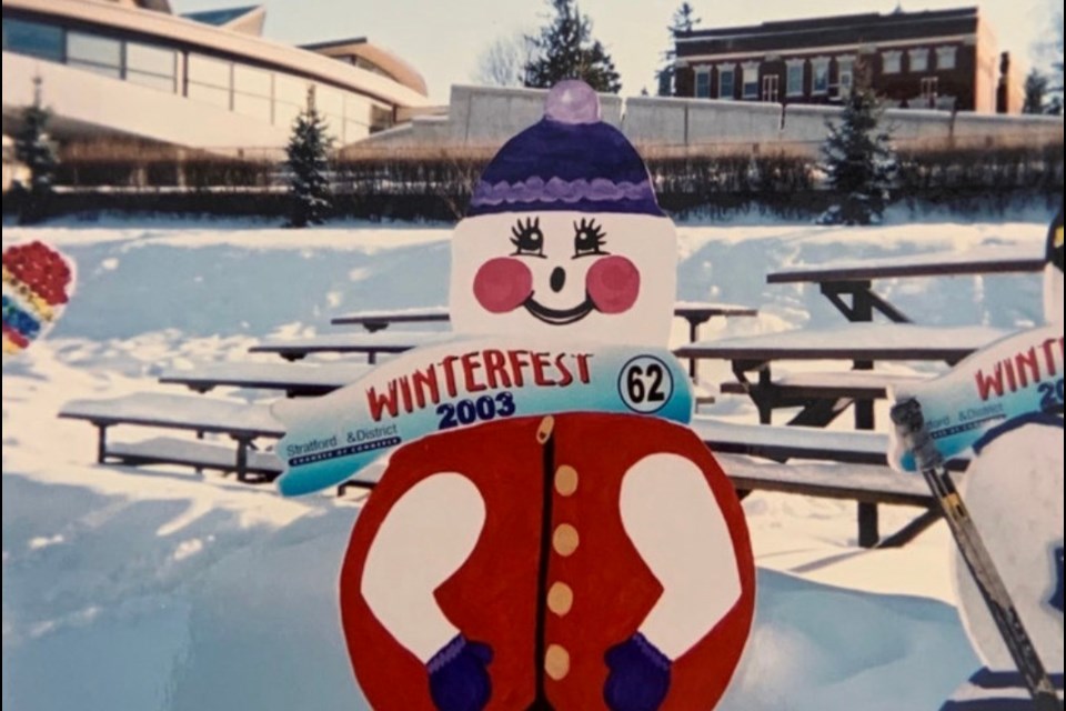 A classic Winterfest snowman. Courtesy of the Stratford & District Chamber of Commerce Facebook page.