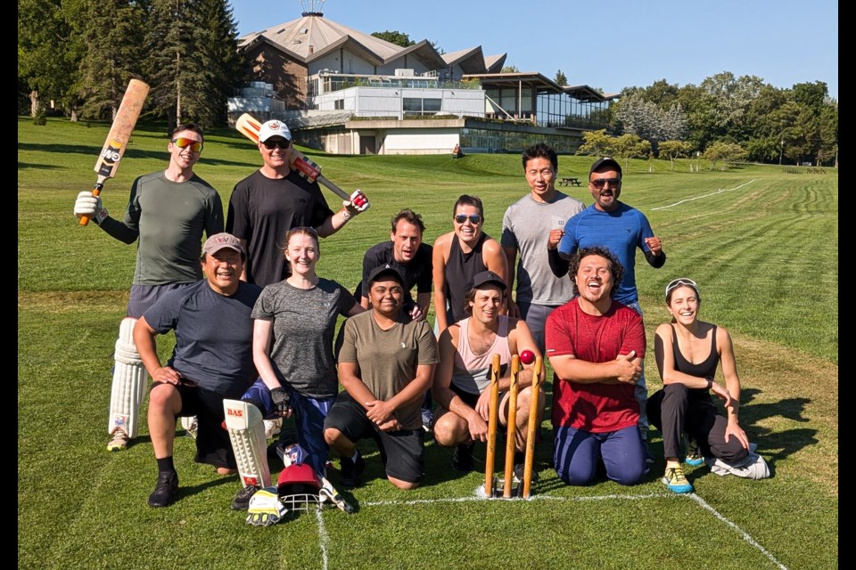 Part of the Stratford Festival's cricket team takes time out from their practice to show off what will be their new permanent wicket ground - with play hopefully starting there by next year.