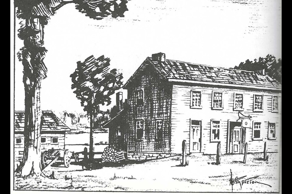 Line drawing of The Sargint/Shakespeare Inn.