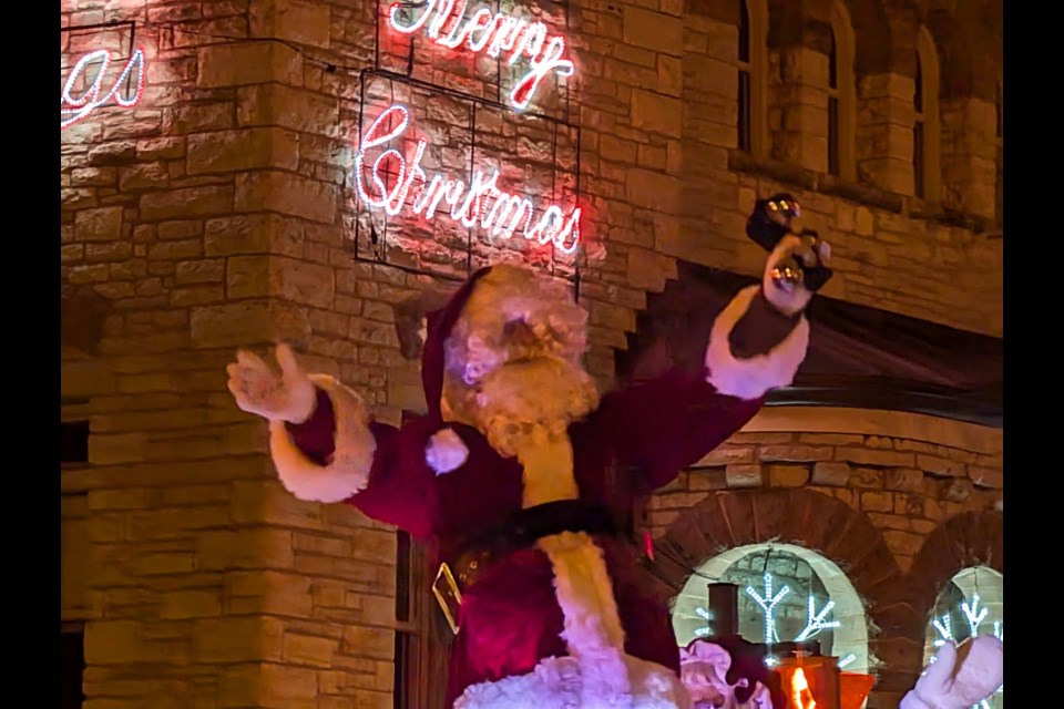 The man everyone waited around to see - Santa greets the crowd at the Kinsmen St. Marys Santa Claus Parade on Friday, Nov. 15. It was also the opening night for the Winterlights at Milt Dunnell Field down by the river.