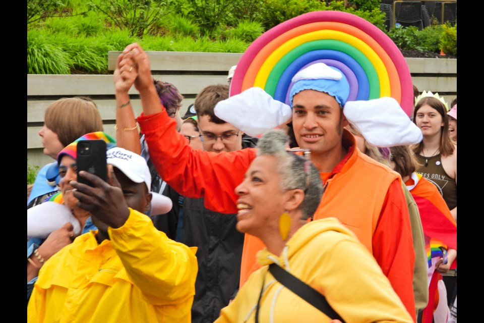 Connor McIntosh marched alongside his mother, Katia Maxwell, while sporting some unique head gear. The march began at Tom Patterson Theatre and marched along Riverside Drive to Upper Queen's Park, where the Pride Festival welcomed visitors for an afternoon of fun.        