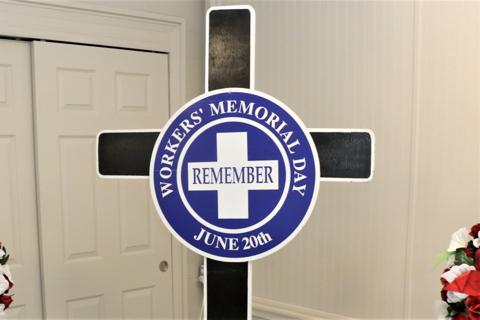 A commemorative cross at the Mine Mine memorial event for the 1984 Falconbridge Mine tragedy, held June 20 at at Legion Branch 336 in Falconbridge. 