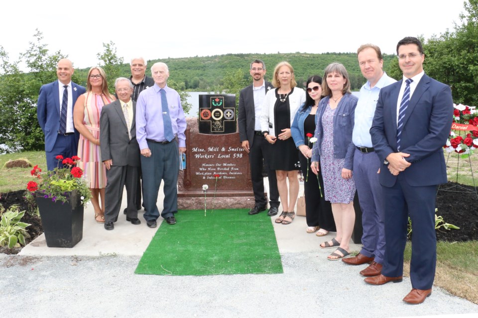 A new monument has been created at the Mine Mill Local 598 Unifor campground at Richard Lake as a tribute to the four unionized miners who lost their lives after a rockburst at the Falconbridge Mine in June, 1984.