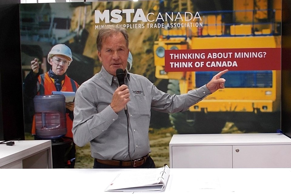 Ontario Mines Minister George Pirie speaks at the MineConnect announcement, during the Minexpo International conference in Las Vegas, Nevada on Sept. 24 2024