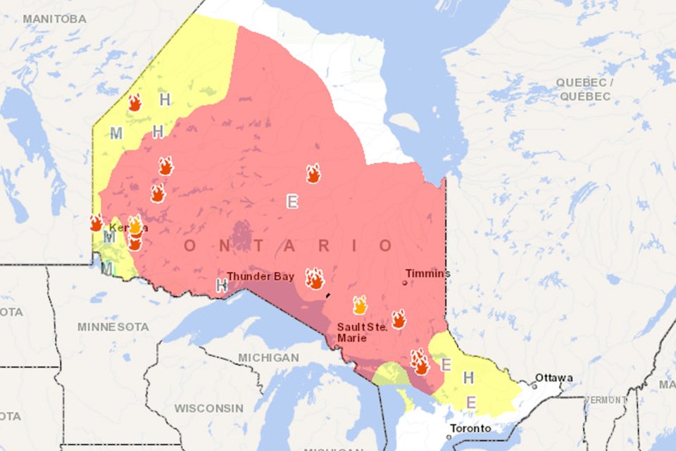 Forest Fire Hazard Extreme Across Most Of The Northeast Sudbury News   300523 Forest Fire Map ;w=960