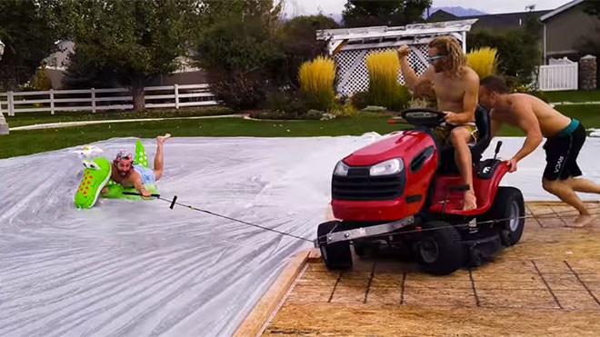 lawn mower slip and slide