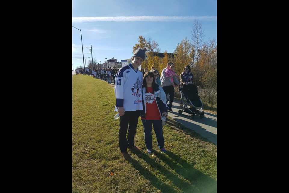 Members of the Wolves participated in three different community events throughout the day including the Easter Seals Bowl with the Wolves, GO21 Sudbury Walk for Down Syndrome Awareness and a Youth Crime Prevention Week kickoff with the Greater Sudbury Police. Supplied photo.