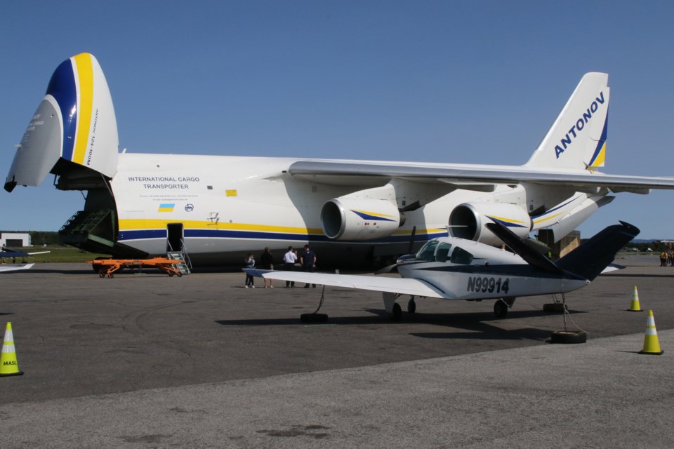 The Antonov-An 124 is the largest plane to ever touch down in Thunder Bay. (Michael Charlebois, tbnewswatch.com)