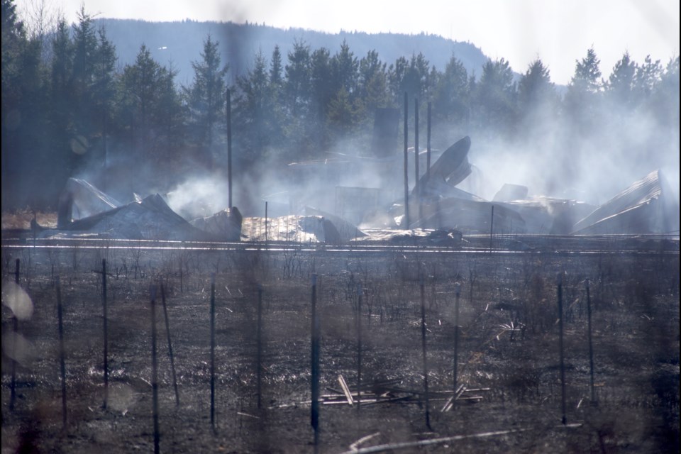 Several structures on a Candy Mountain Road property were destroyed by a fire late Sunday afternoon. (Photos by Doug Diaczuk - Tbnewswatch.com). 