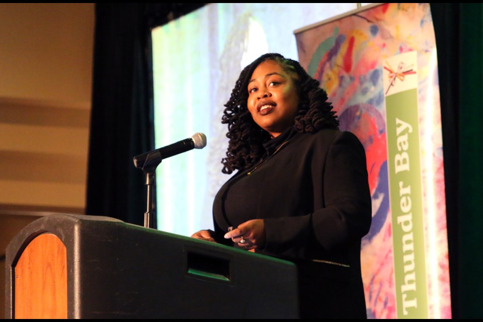 Educator and advocate, Toni Morgan, delivered the keynote address during the 12th Annual Diversity Thunder Bay Celebration Breakfast on Wednesday. (Photos by Doug Diaczuk - Tbnewswatch.com). 