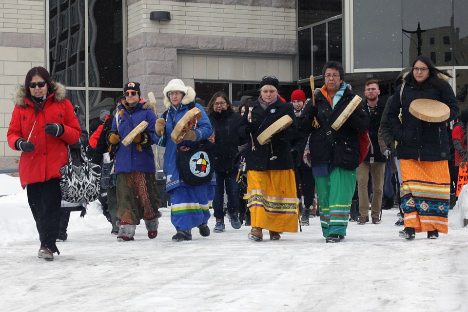 The 11th annual Valentine's Day Memorial Walk begins at Thunder Bay city hall on Thursday, February 14, 2019. (Matt Vis, tbnewswatch.com)