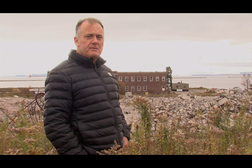 Alan Cheeseman of Wilderness North wants to complete the cleanup of a former paper mill on Thunder Bay's waterfront (Ryan Bonazzo/TBTV)