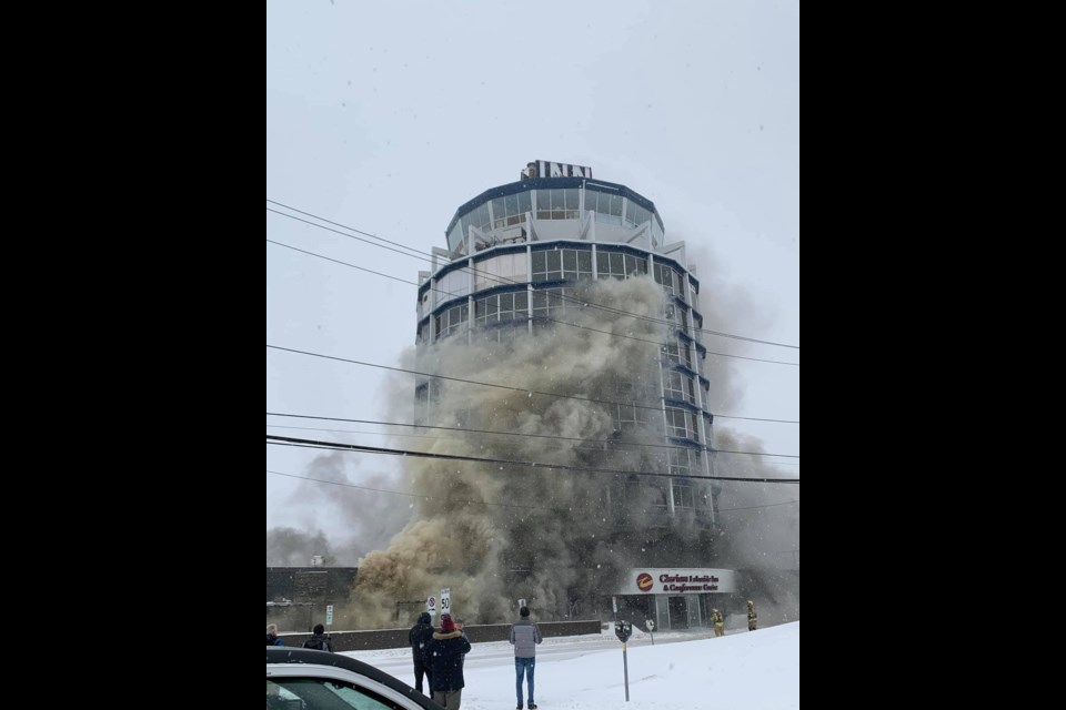 Kenora's Clarion Lakeside Inn was engulfed in flame Friday afternoon. (Photo courtesy of Sheila Cameron)