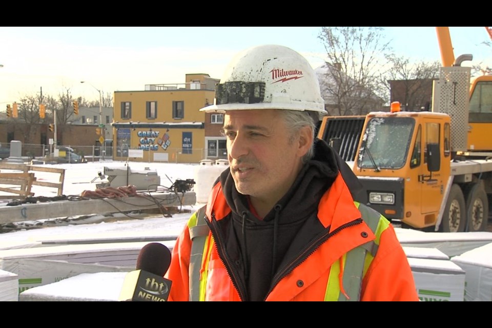 Brad McKinnon of BK Realty Development says a lot has been accomplished at the construction site in less than a year, even though he'd prefer to be farther ahead (Jessah Clement/TBT News photos)