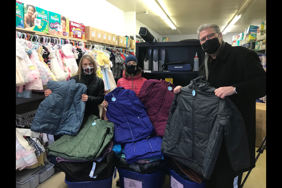 Kelsey Agnew, EcoSuperior (pink jacket), Wendi Cameron, Precious Bundles (blonde hair black jacket) & Craig Murphy, Knights of Colombus, (tall, black jacket).