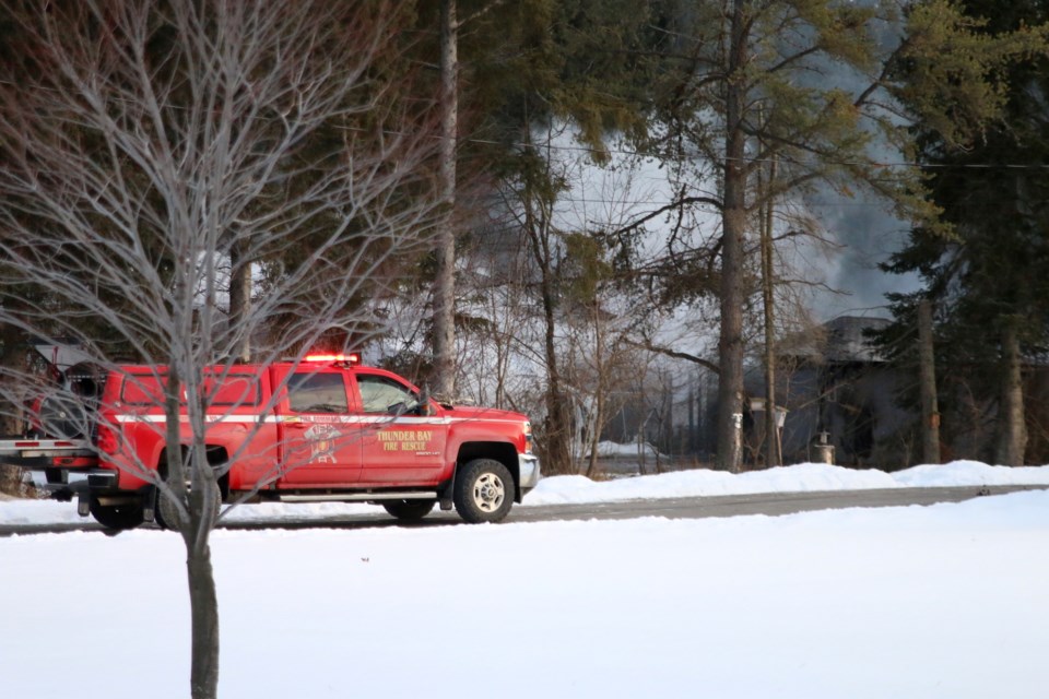 Thunder Bay Fire Rescue crews remain on the scene of a structural fire on Rosslyn Road. 