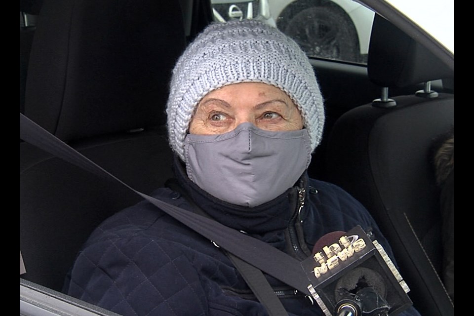 Rita Traer was among the first to get vaccinated on Wednesday, March 3, 2021, a clinic at the CLE's Coliseum building. 