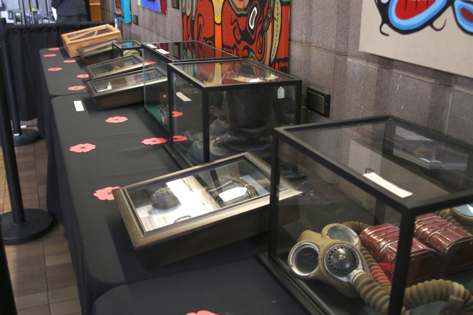 Lakehead University hosted its first Indigenous Veterans Day ceremony on Monday, which also includes an exhibit with information and artifacts highlighting the contribution of First Nation, Métis, and Inuit people during conflicts throughout history. (Photos by Doug Diaczuk - Tbnewswatch.com). 