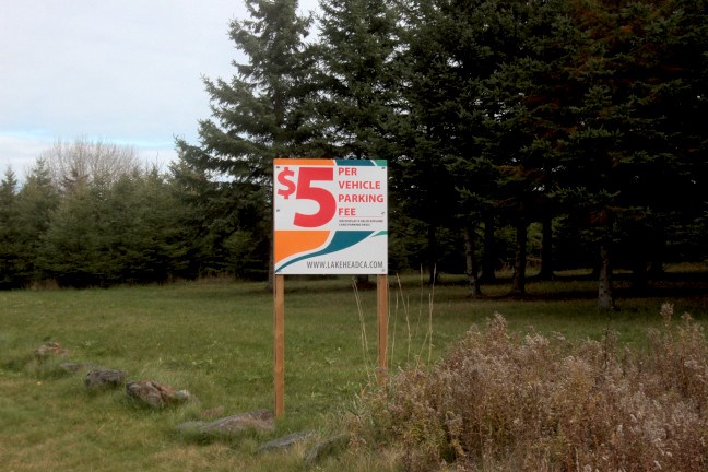 Parking sign  at Mission Island Marsh