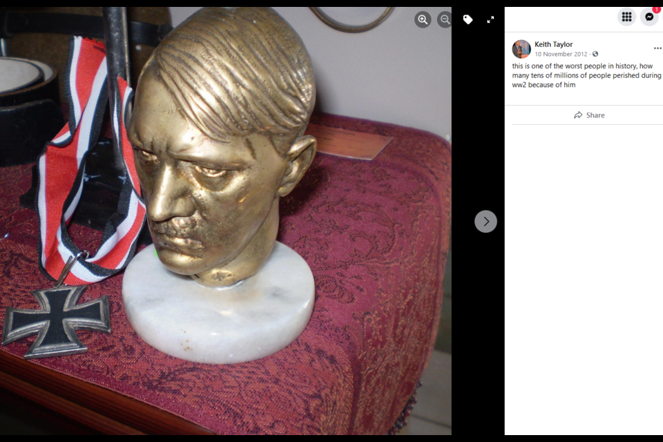 Taylor's Facebook posts included many photos of Nazi memorabilia and historical items like a bust of Adolph Hitler. (Facebook)