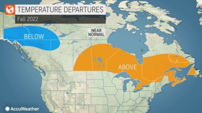 AccuWeather believes almost all of Ontario will be warmer than normal this fall (AccuWeather)