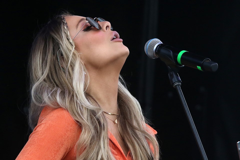 Madeline Merlo performs on Sunday, July 24, 2022 at the Country on the Bay music festival at Fort William Historical Park. (Leith Dunick, tbnewswatch.com)