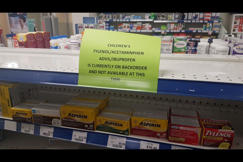 Pharmacy shelves normally stocked with children's medicines have been empty this fall. (Jonathan Wilson, TBT News)