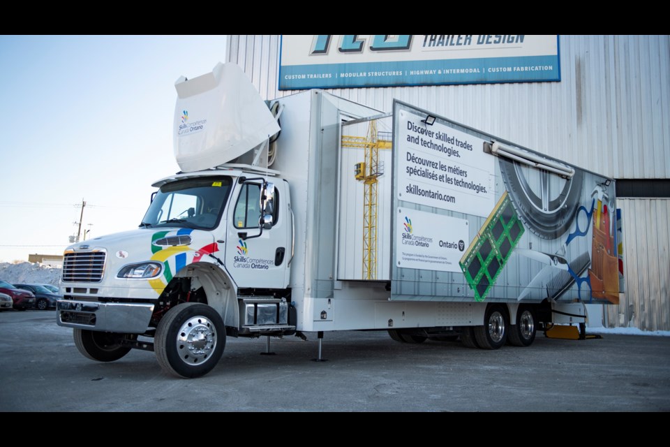 Skills Ontario brought its Trades & Tech truck to Thunder Bay on Nov. 28, 2022 for a demonstration at Claude Garton elementary school (submitted photo)