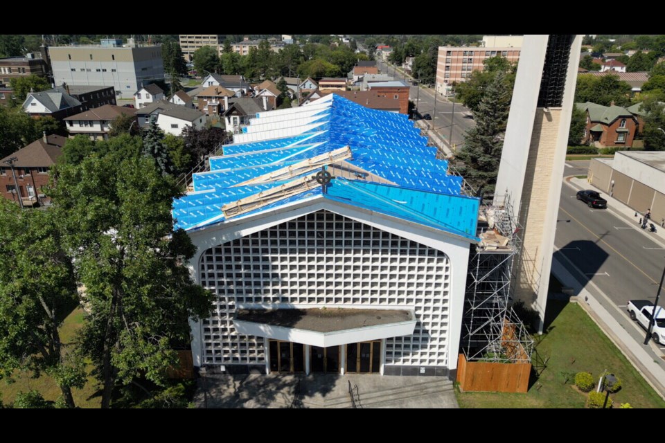 Contractors have made good progress on the new roof for the iconic St. Patrick's Cathedral (Dougall Media drone photos)