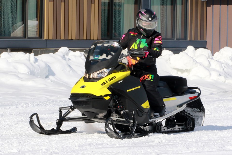 More than 125 riders took part in the Snowarama event at Grand Portage Lodge and Casino, in support of Easter Seals, on Saturday, Feb. 11, 2023. (Leith Dunick, tbnewswatch.com)