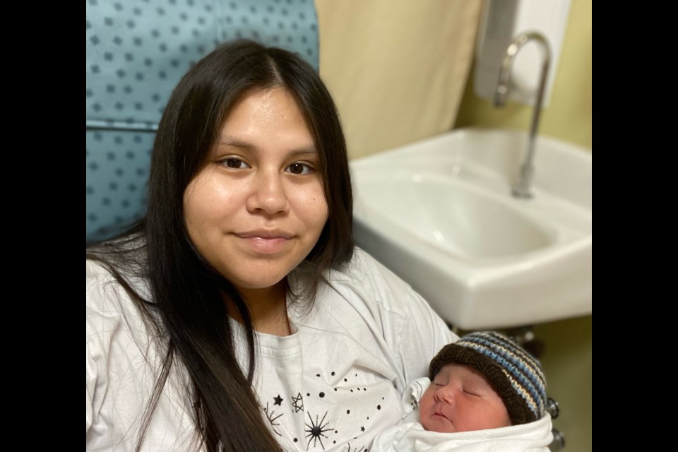 Kaya Beardy welcomed baby Bowtig at 1:04 a.m. on Jan. 1, 2023. (Supplied by Thunder Bay Regional Health Sciences Centre)