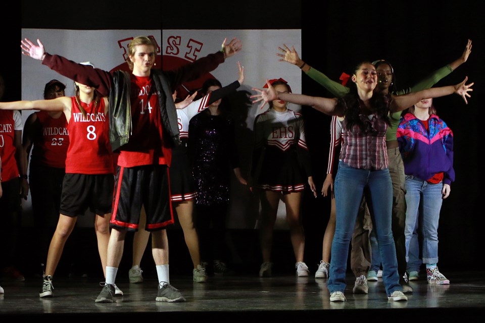 Justin Townson (left) and Jordan Humeniuk star in St. Ignatius High School's production of High School Musical Junior, being staged for the public on Tuesday, Jan. 17 and Wednesday, Jan. 18, 2023 at the school's auditorium. (Leith Dunick, tbnewswatch.com)