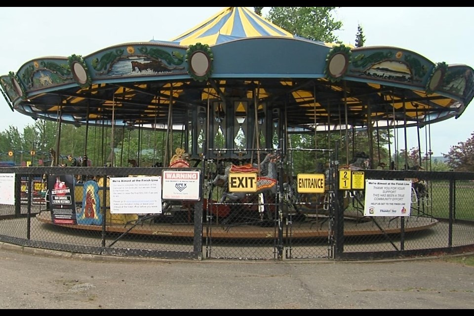 The 108 -year-old carousel at Chippewa Park is once again operating with its canvas roof (Mike Lang/TBT News)