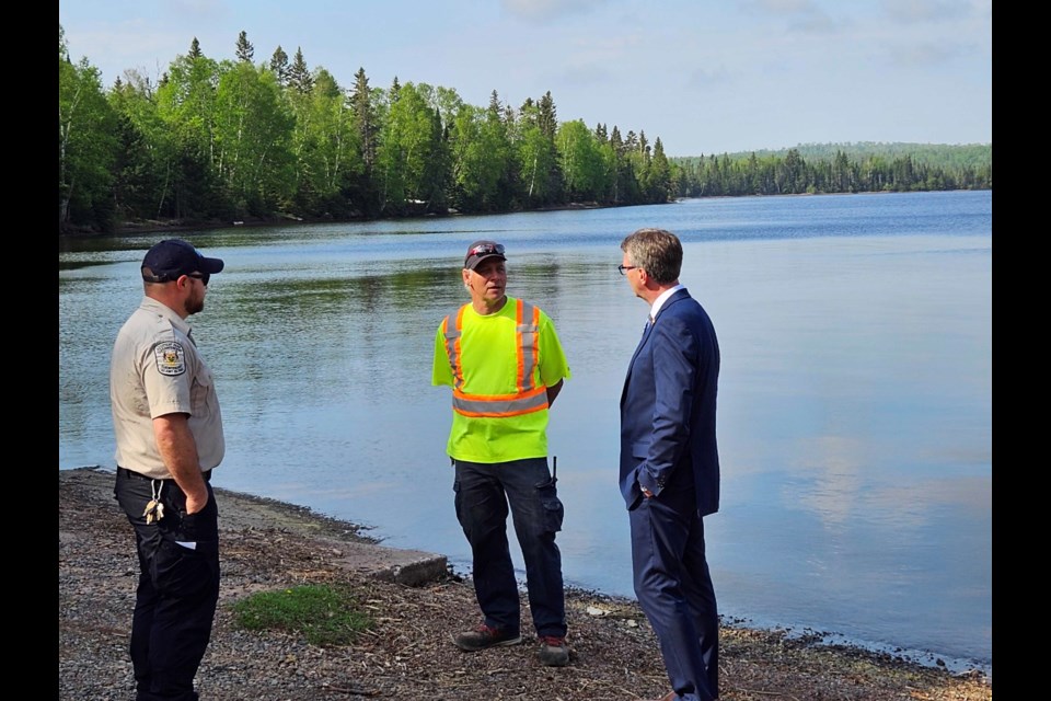 MPP Kevin Holland speaking to park employees