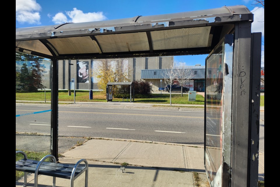 Both transit shelters on Winnipeg Avenue in front of the Canada Games Complex have been vandalized (TBnewswatch)