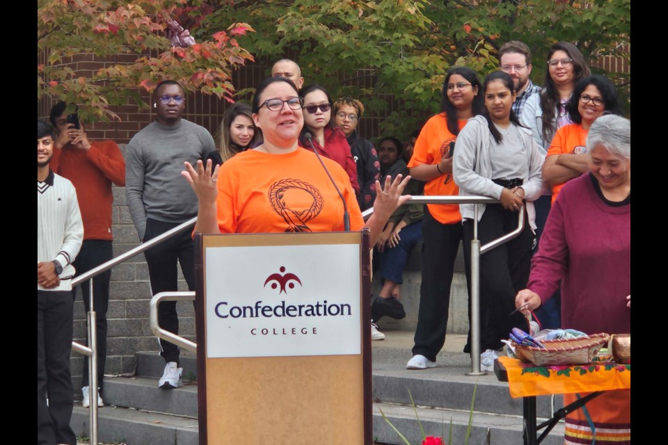 Angela Jason, designer of the new Truth and Reconciliation t-shirt at Confederation College