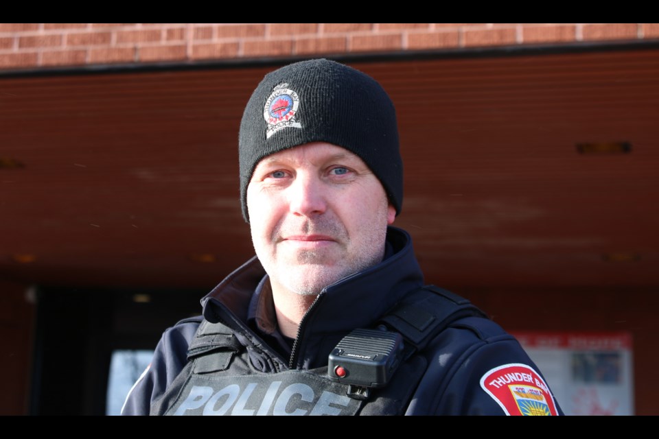 Tom Armstrong, a constable with the Thunder Bay Police Service Traffic Unit, discusses the end of their 2024 Festive RIDE campaign on Jan. 3.