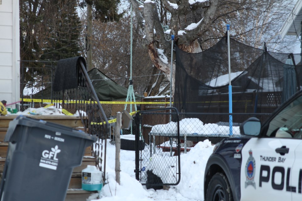 Police presence on the 400 block of McKellar Street on Dec. 14, 2024