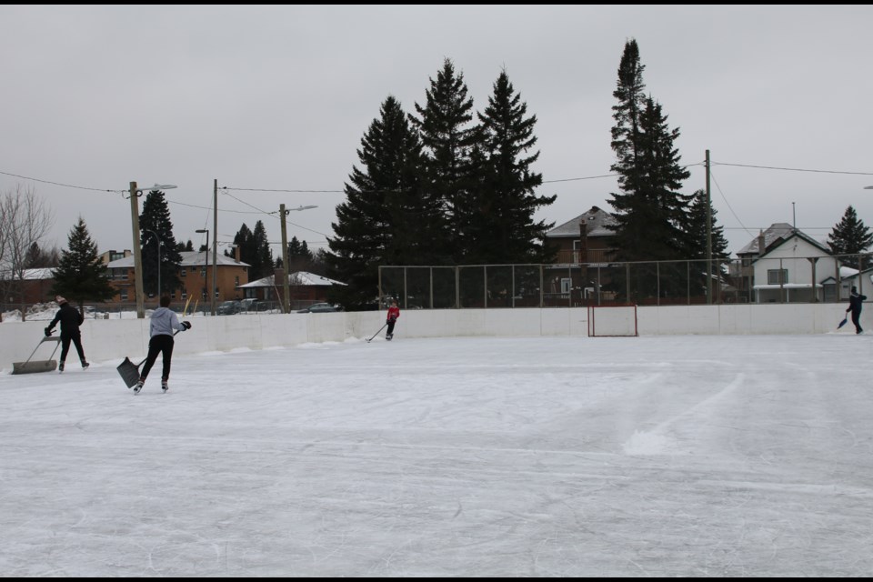 Skaters make the most of the West Thunder Community Centre rink on Dec. 22.