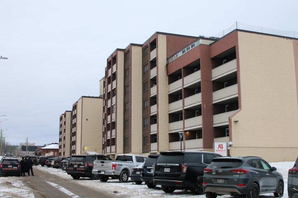 Nearly a dozen are on the scene for an incident at the DSSAB apartment building on Jan. 17.