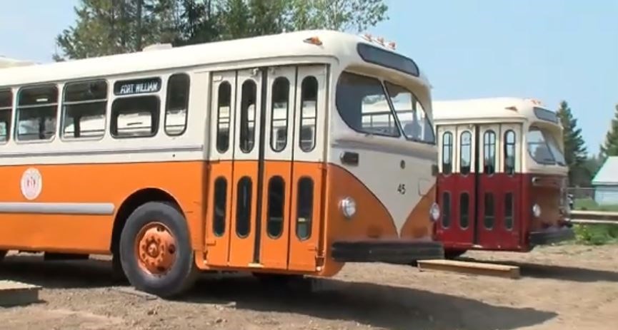 Historic, Thunder Bay-manufactured buses are on display at the Oliver Paipoonge Heritage Park on Highway 61 (TBnewswatch) 